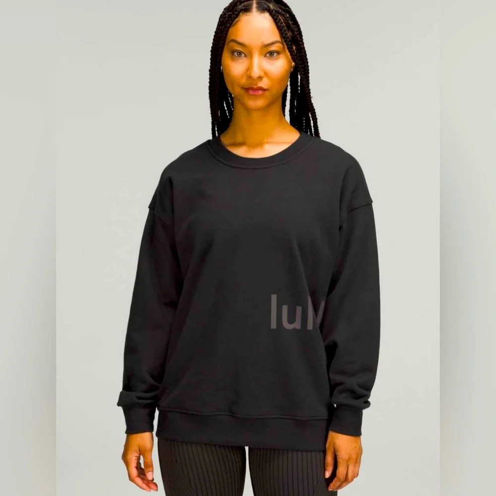 Lululemon perfectly oversized crew spell out sweatshirt 4 black logo - Picture 1 of 8